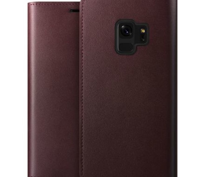 Кожаный чехол книжка VRS Design Genuine Leather для Samsung Galaxy S9 Бордовый